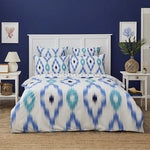 Nautica Home Ikat 100% Cotton Duvet Cover Set, Double, 200cmx200cm, White Blue