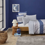 Nautica Home  Bornea 100% Cotton Duvet Cover Set, Single, 140cmx200cm, Navy Blue White