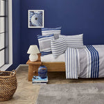Nautica Home  Bornea 100% Cotton Duvet Cover Set, King, 230cmx220cm, Navy Blue White