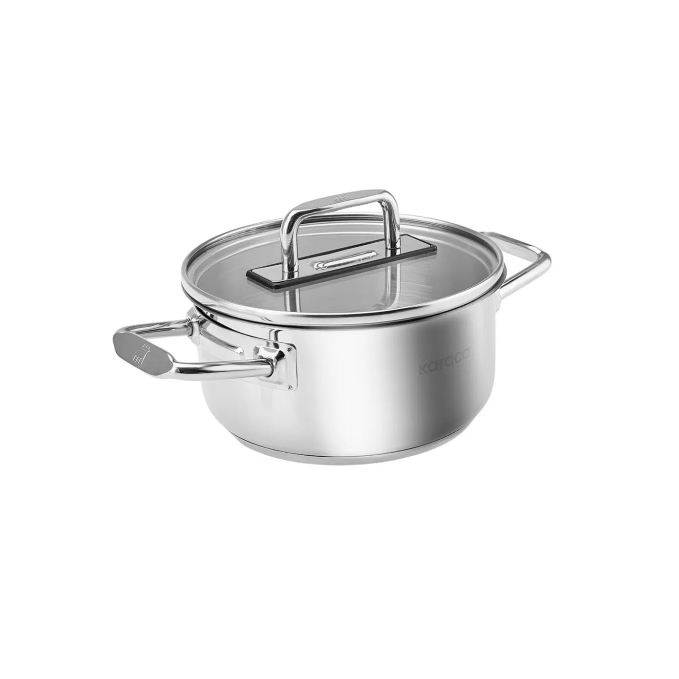 Karaca Grace Stainless Steel Induction Stockpot with Lid, 16cm, Silver