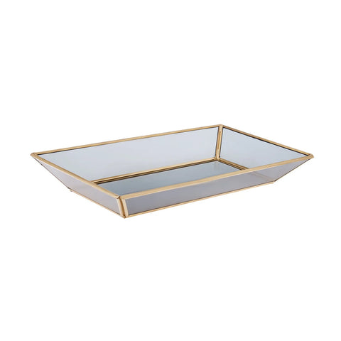 Karaca Home Line Glass Tray, 30cmx18cm, Black Gold