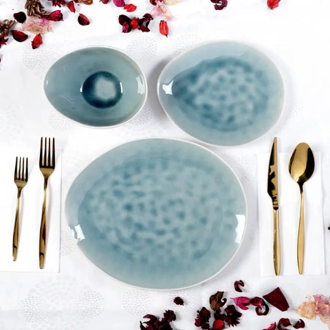 Karaca 18-Piece Reactive Glaze Dinner Set for 6 People, Turquoise