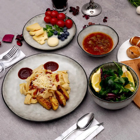 Karaca 24-Piece Reactive Glaze Dinner Set for 6 People, Beige