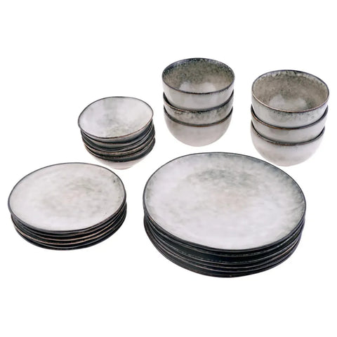 Karaca 24-Piece Reactive Glaze Dinner Set for 6 People, Beige