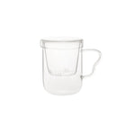 Karaca Pia 2 Piece Double Wall Glass Heart Mug with Lid, 400ml, Clear