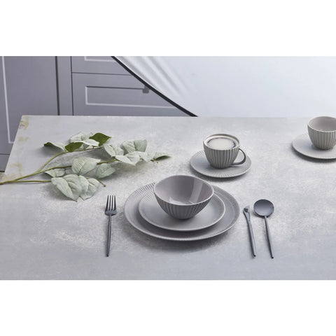 Karaca Sendai 20-Piece Stoneware Handmade Dinner Set for 4 People, Grey