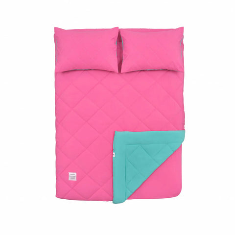 Karaca Home Smart Comfort Raspberry 100% Microfiber Duvet Set with Bed Sheet, Double, Pink Blue