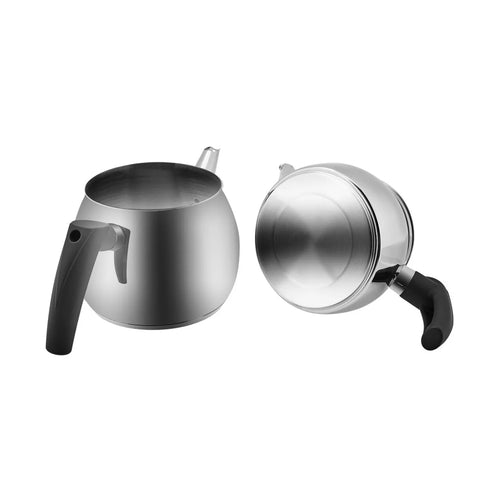 Karaca Alim Stainless Steel Teapot Set, Medium, Silver Black