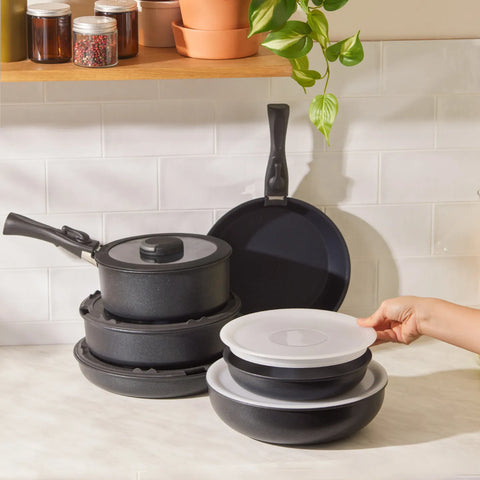 Karaca BioDiamond Easy Clip 13-Piece Non-Stick Cookware Set, Black