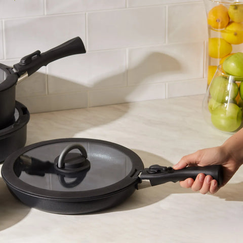 Karaca BioDiamond Easy Clip 13-Piece Non-Stick Cookware Set, Black