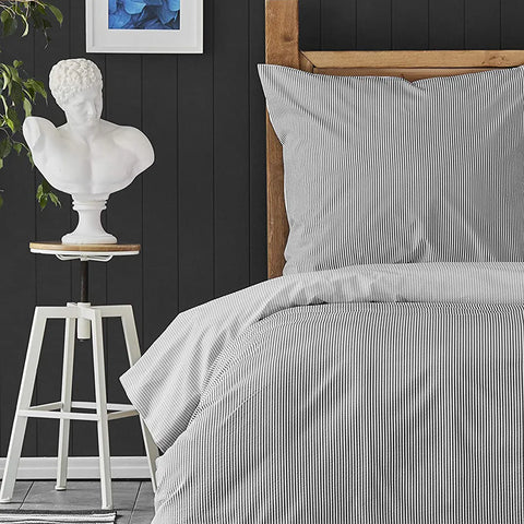 Nautica Darya 100% Turkish Cotton Duvet Cover Set, Double, 200cmx200cm, Grey