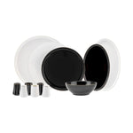 Karaca Elara 57-Piece Bone China Dinner Set for 12 People, Black White