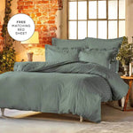 Karaca Home Charm Bold 100% Turkish Cotton Duvet Cover Set with Bed Sheet, Double, Petrol