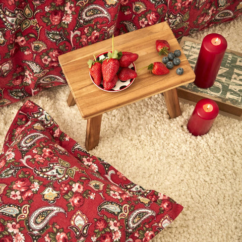 Karaca Home Despina 100% Turkish Cotton Flannel Duvet Cover Set with Bed Sheet, Double, Red Multi