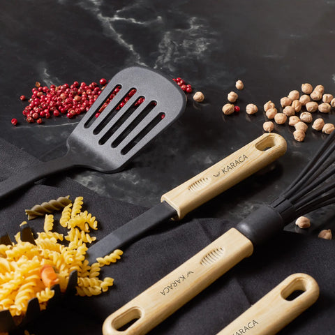 Karaca Rossa 6 Piece Kitchen Utensil Set, Cream Black