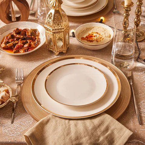 Porcelain Dinnerware White And Gold Crockery Karaca Gold Line 24