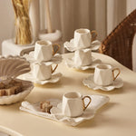 Karaca Peri 12 Piece Porcelain Turkish Coffee Cup Set for 6 People, 80ml, White Gold