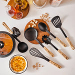 Karaca Rossa 6 Piece Kitchen Utensil Set, Cream Black