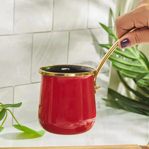 Karaca Troy Enamel Induction Turkish Coffee Pot, 350ml, Red Gold