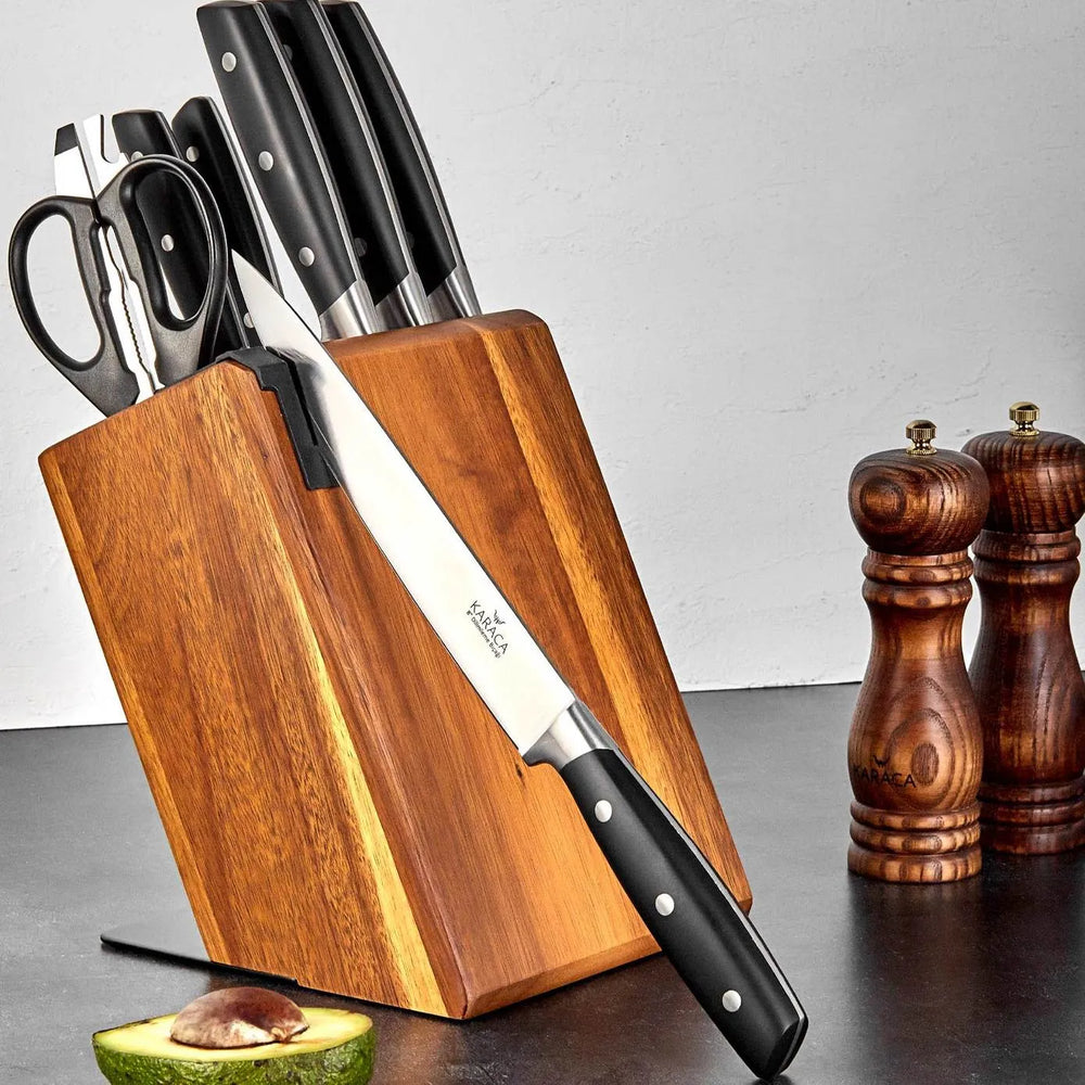 Karaca Surplus Pro 13 Piece Knife Block Set, Black