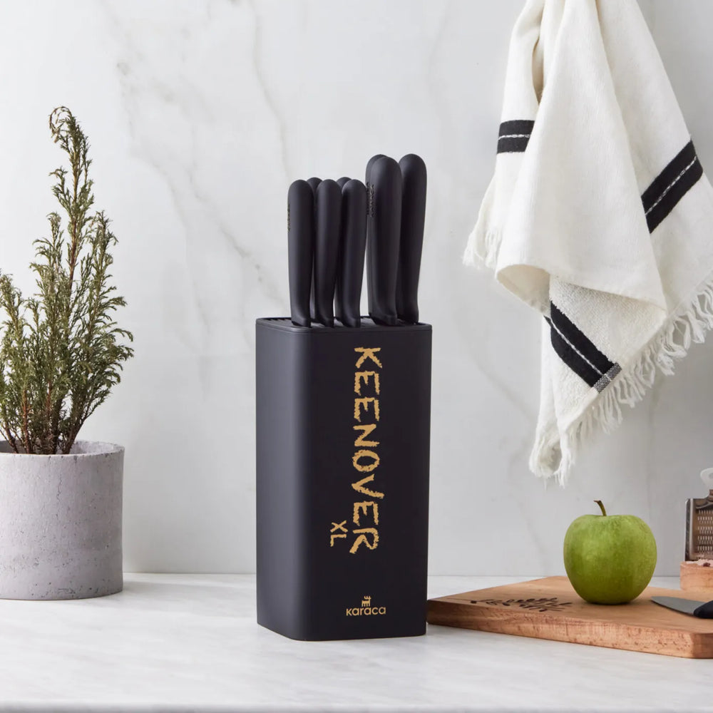 Karaca Keenover 9 Piece Knife Block Set, Black