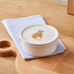 Karaca Ceramic Spotted Pineapple Breakfast Storage Container Set with Lid, 14cm, Multi