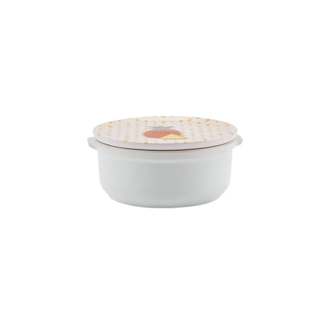 Karaca Ceramic Spotted Pineapple Breakfast Storage Container Set with Lid, 14cm, Multi