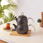 Karaca Biogranite Steel Plus Non-Stick Teapot Set, Black Silver