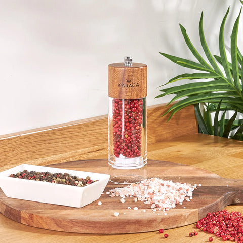 Karaca Net Acrylic Spice Grinder, 15cm, Wood Transparent