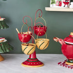 Karaca New Year Christmas Corrousel Ceramic Snack Bowl with Stand, 32cm, Multi