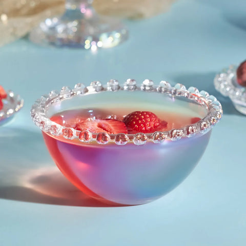 Set Of 6 Luxury Ribbed Glass Footed Dessert Bowls 300ml