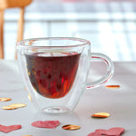 Karaca Pia Double Wall Glass Heart Mug, 220ml, Clear