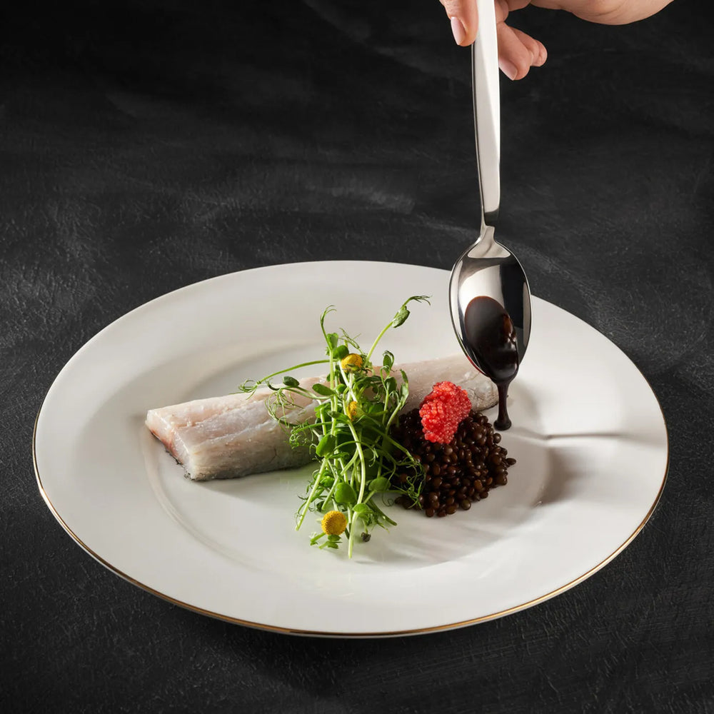 Karaca X Sarıyer Design Vortex 28-Piece Fine Pearl Dinner Set for 6 People, White Gold