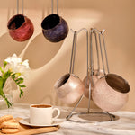 Karaca Biogranite Steel Plus 3 Piece Non-Stick Turkish Coffee Pot Set with Stand, Rose Silver