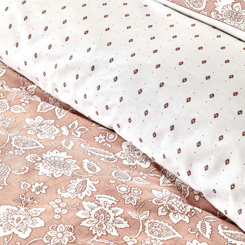 Karaca Home Celerina Pink 100% Turkish Cotton Fitted Duvet Cover Set, Single