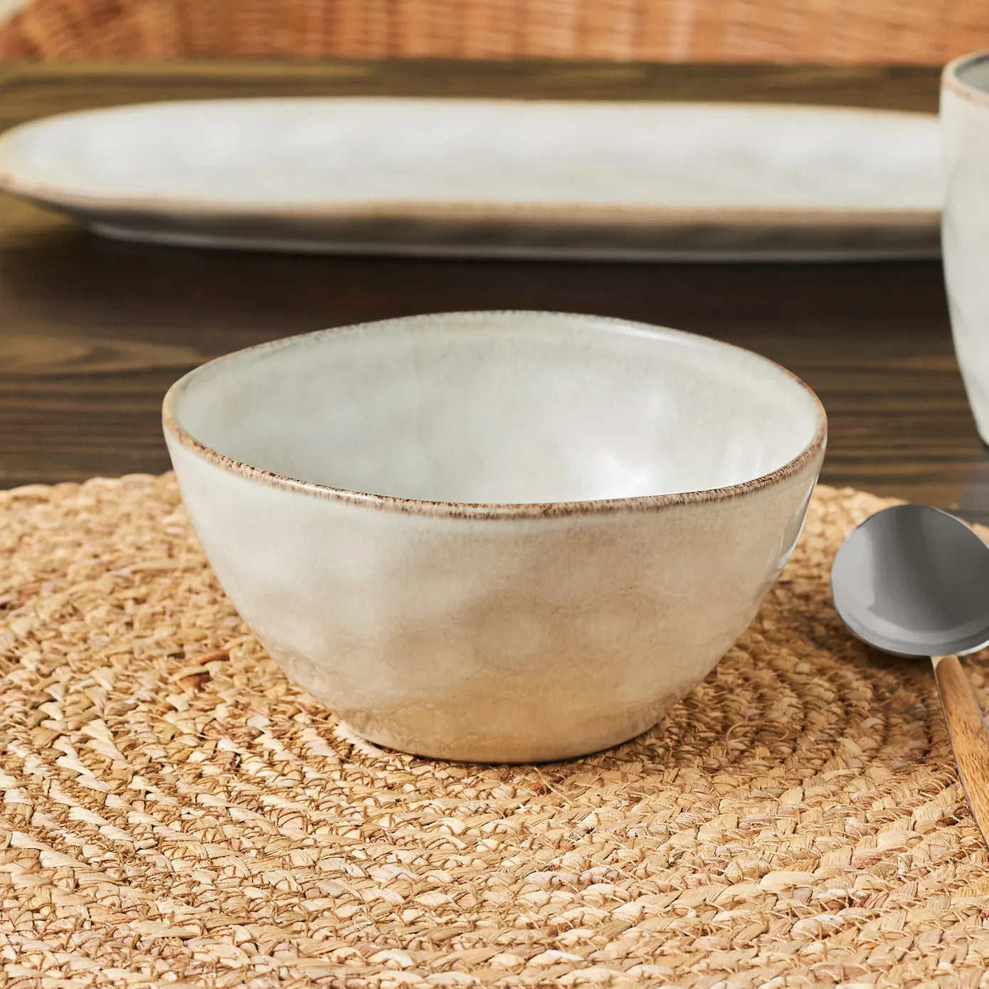 Karaca Aria Reactive Glaze CerealSoup Bowl, 16cm, Beige
