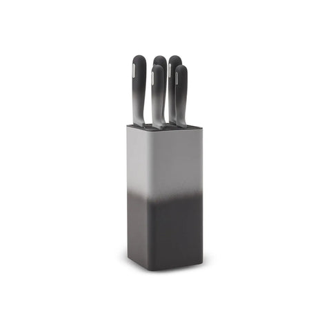 Karaca Moonlight 5 Piece Square Knife Block Set, Black Grey