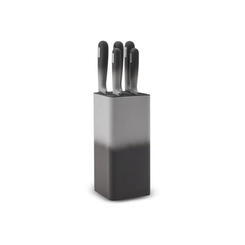 Karaca Moonlight 5 Piece Square Knife Block Set, Black Grey