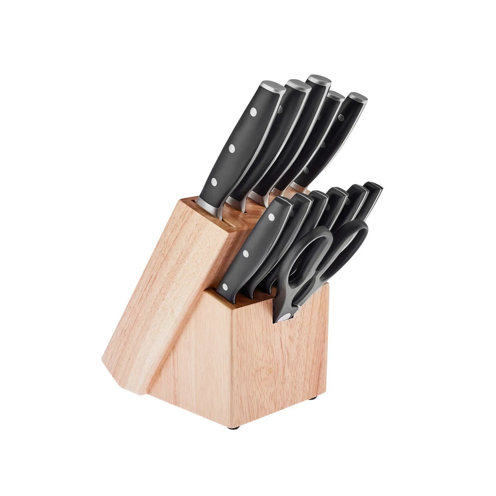 Karaca Toledo 12 Piece Knife Set with Stand, Black