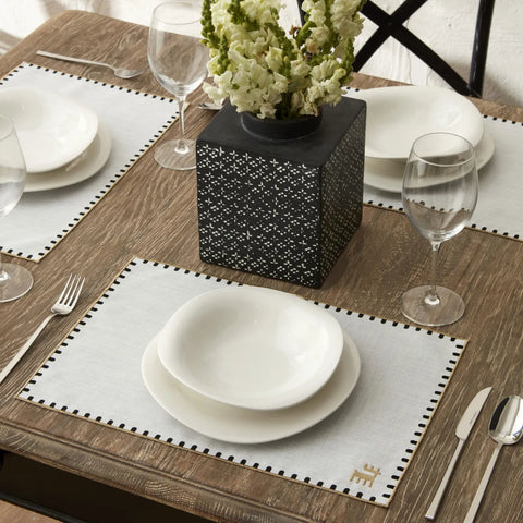 Karaca Home 50th Anniversary Collection Core Rectangle Placemat Set, 6 Piece, 32cmx28cm, White Gold