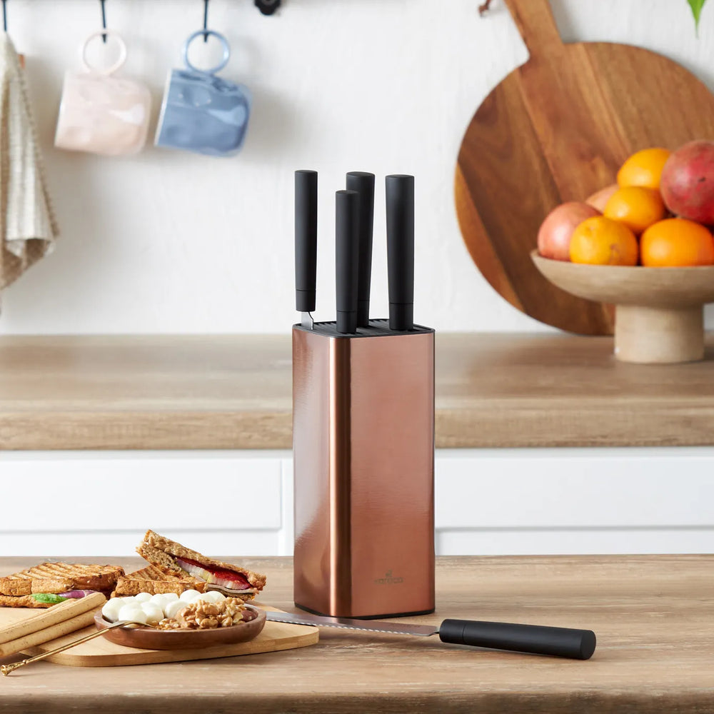 Karaca Grammy Knife Block Set, 5 Piece, Copper Black