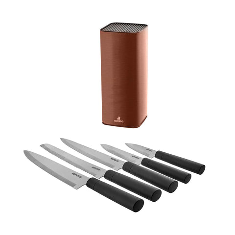 Karaca Grammy Knife Block Set, 5 Piece, Copper Black