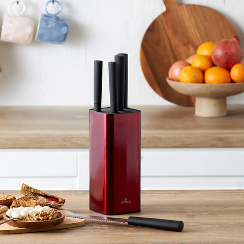 Karaca Grammy Knife Block Set, 5 Piece, Red Black