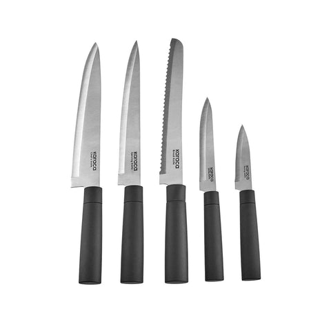 Karaca Burby Wood Knife Block Set and Kitchen Utensil Set, 14 Piece, Wood Black