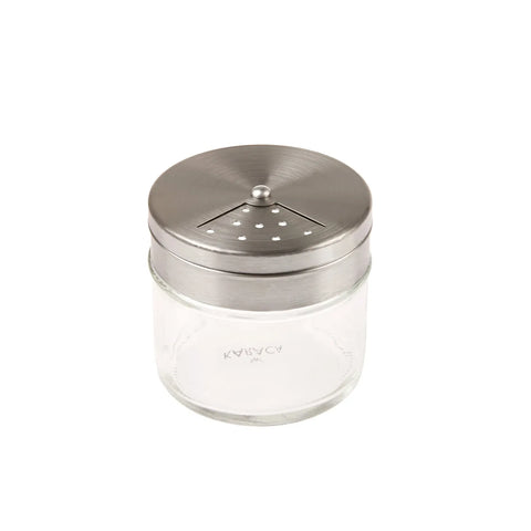 Karaca Top Steel 7 Piece Glass Spice Rack Set, Silver Transparent