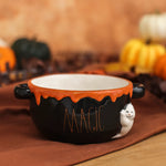 Karaca Halloween Magic Ceramic Cereal/Soup Bowl, 21cm, Orange Black