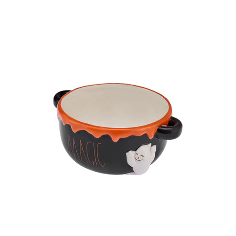 Karaca Halloween Magic Ceramic Cereal/Soup Bowl, 21cm, Orange Black
