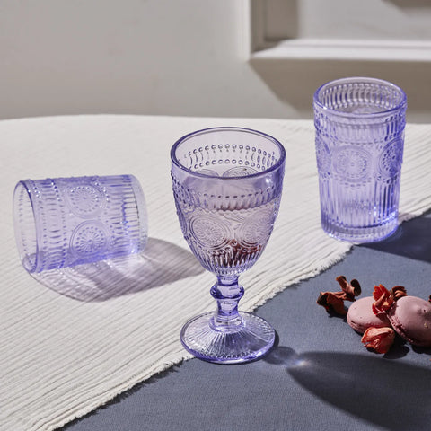Karaca Sunflower Glass Tumbler Glass, 250ml, Transparent Purple