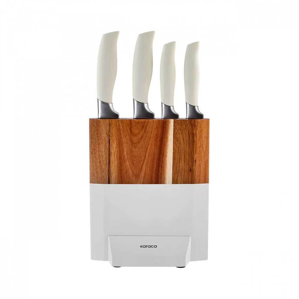 Karaca Celesse 4 Piece Knife Set with Stand, White