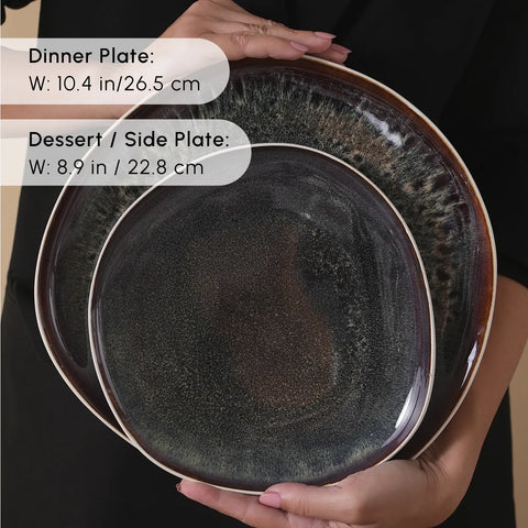 Karaca Earth Collection New Galactic Reactive Glaze 55-Piece Dinner Set for 12 People, White